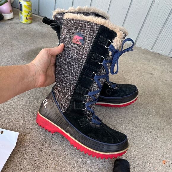 Sorel Tivoli High Herringbone Waterproof Fur Gray Boots Women's - SZ 8 - Picture 11 of 14